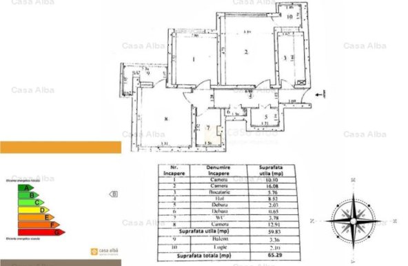 Podu Ros, 3 camere decomandat, doua balcoane, etaj intermediar