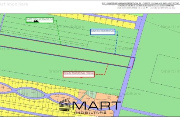 Teren intravilan 20.000 mp ( 37 parcele ) cu PUZ Sura Mica