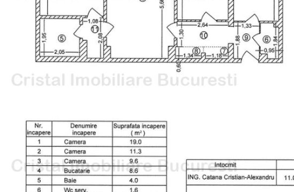 Apartament 3 camere, spatios, 5 min metrou Dristor, 2 grupuri sanitare