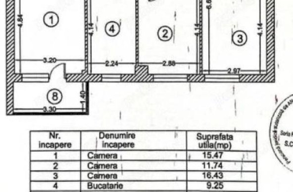 Apartament 3 camere in Palladium Residence, 78mp, 2 bai