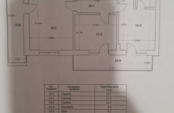 Apartament spatios 3 camere, 2 bai, 2 balcoane, zona Pallady