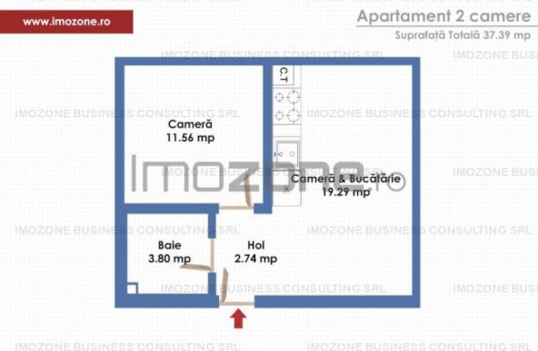 APARTAMENT 2 CAMERE - STUDIO, 37MPU, TINERETULUI NR. 85,  TRATTORIA ROZ CAFE