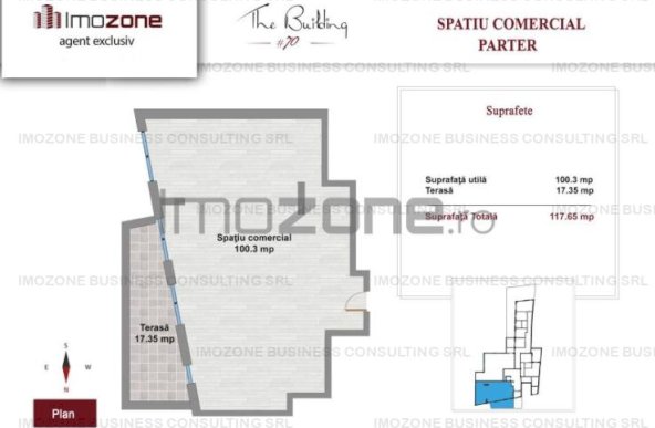 SPATIU COMERCIAL DE INCHIRIAT 100MP + 17 TERASA - BOXA INCLUSA DE 9MP LA SUBSOL