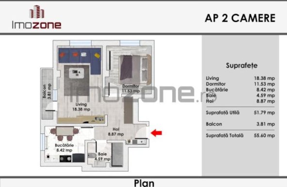 LUJERULUI - GRAND VIA, 2 CAMERE, ETAJUL 2, LIFT,  MOBILAT - UTILAT,  COMISION 0%