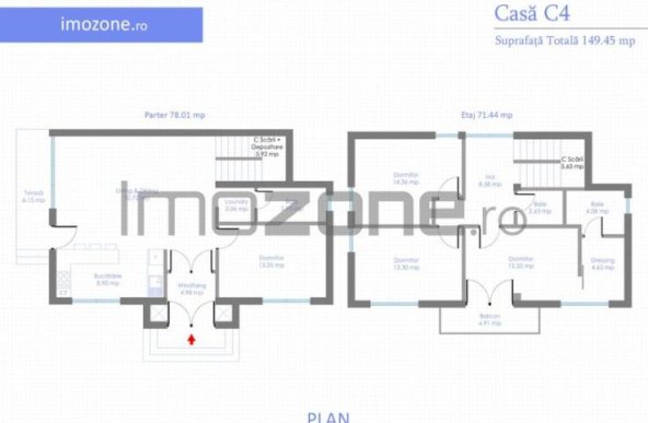 Vila - 4 camere,  situată în Otopeni, 131mp utili, teren 350mp, 2 locuri parcare