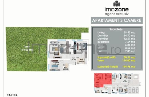 3 Camere, 81 mp+115 mp curte, Bloc Nou Finalizat, 6 minute METROU PACII,Kaufland