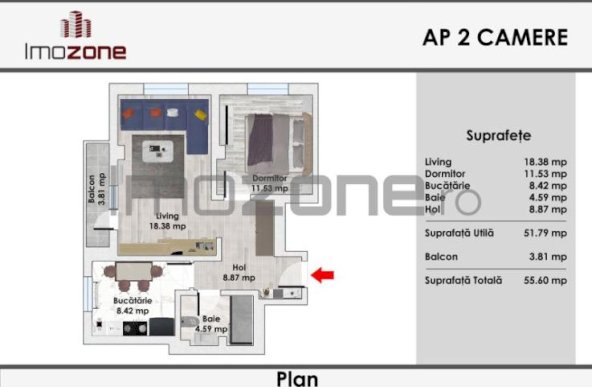 LUJERULUI - GRAND VIA, 2 CAMERE, ETAJUL 2, LIFT,  MOBILAT - UTILAT,  COMISION 0%