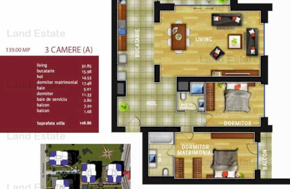 3 camere In City Residence-tip A ( 2 locuri parcare )