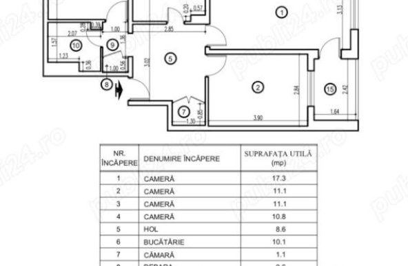 Apartament cu 4 camere ( 6 minute pana la metrou Piata Sudului )