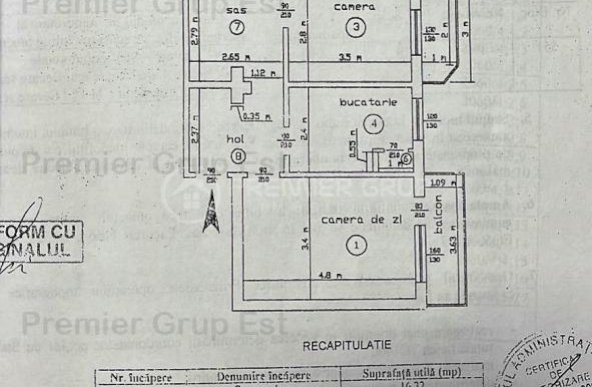 Apartament 3 camere, Pacurari, 74mp, CT, bloc 1985