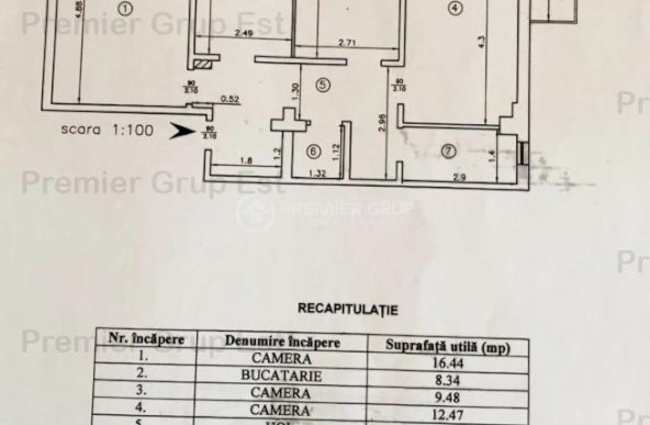 Apartament 3 camere, Pacurari - Mimoza, 70mp