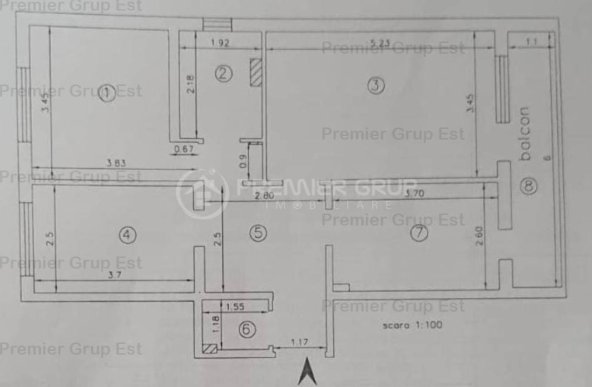 Etaj 3! Apartament 3 camere, Dacia, 71mp, CT