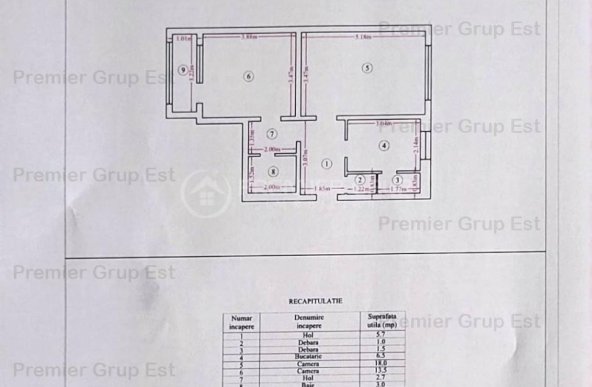 Apartament 2 camere, Tatarasi, 55mp, RENOVAT