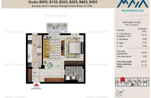 STUDIO | FINISAJE PREMIUM | SISESTI | SECTOR 1 | LANGA METROU | MAIA