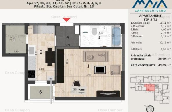 Studio | Negru Voda | Central | Finisaje premium | Langa Padure