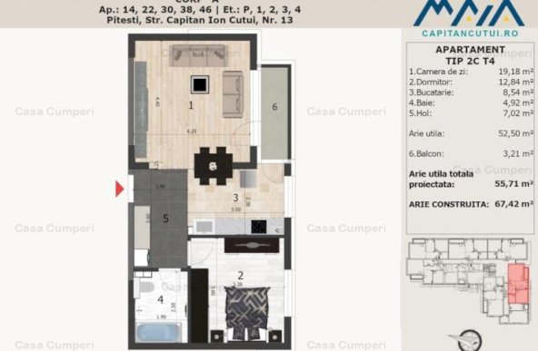 Negru Voda: Apartament 2 camere, Central, langa padure, decomandat