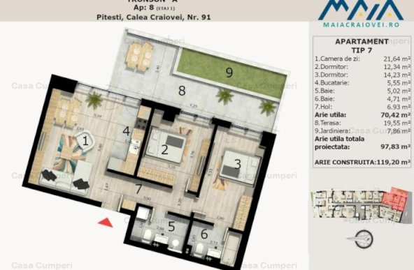 Apartament 3 Camere Craiovei Pitesti