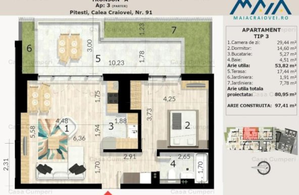 Apartament 2 Camere Bloc Nou | Maia Craiovei Pitesti