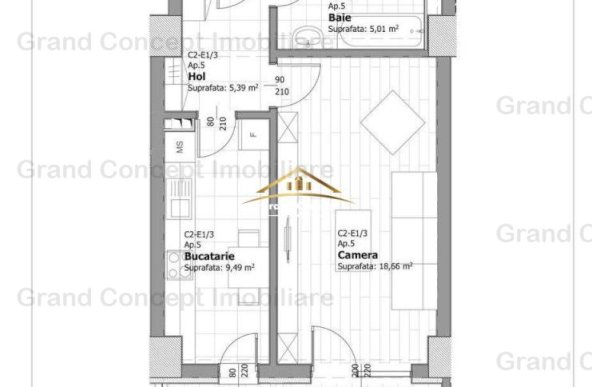 Apartament 1 camera, Tatarasi, 44.53mp   €60.232 Cod Oferta: 7052