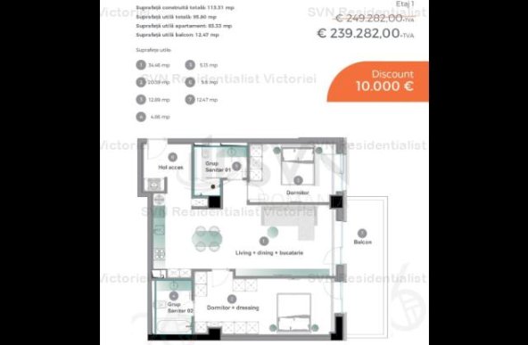 Vanzare apartament 3 camere, Pipera, Bucuresti