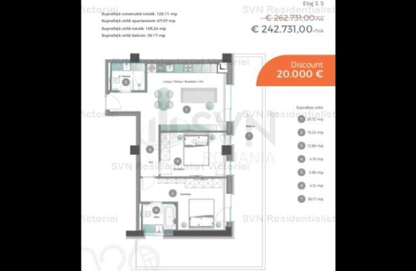 Vanzare apartament 3 camere, Pipera, Bucuresti