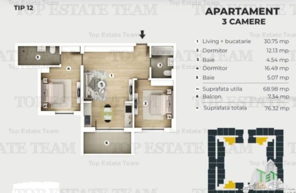 Apartament  3 camere