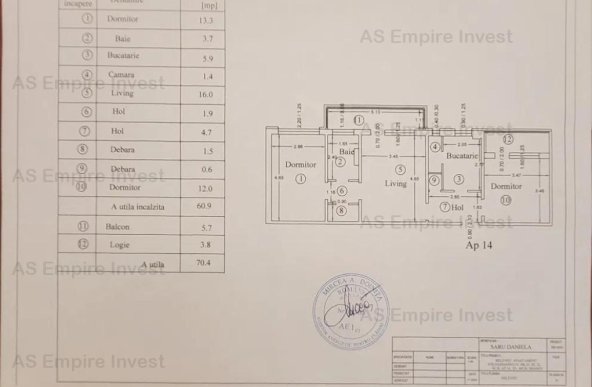 Ap 3 camere - zona Centrul Civic (ID:16251)