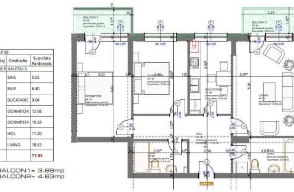 Ap 3 camere mobilat-utilat - zona Vivamus Residence