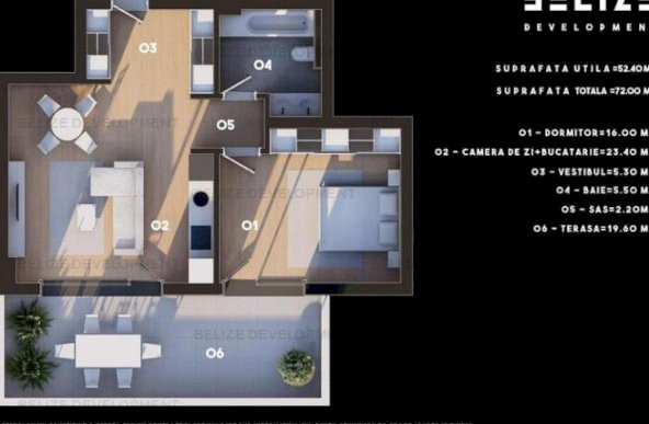 APARTAMENT 2 CAMERE BLOC FINALIZAT TERASA 19 MP