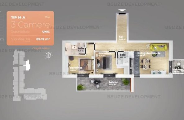 Apartament 3 camere Piata Sudului 89.12 mp utili