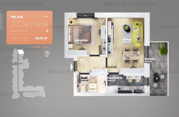 Apartament 2 camere Decomandat  Piata Sudului 55,13 mp utili