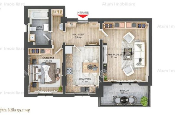 Vanzare apartament 2 camere, Hipodrom 1, Sibiu