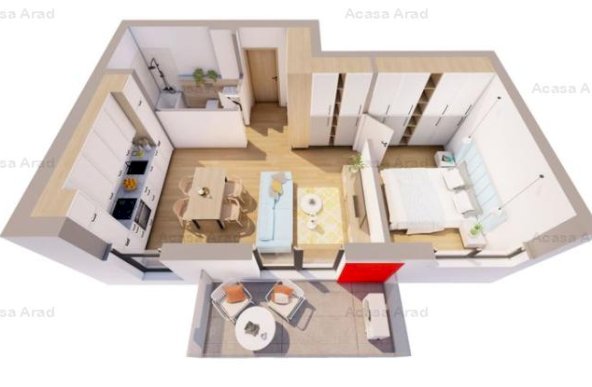 Apartament 2 camere, finisat, mobilat și utlilat, etaj 1 - Ared City