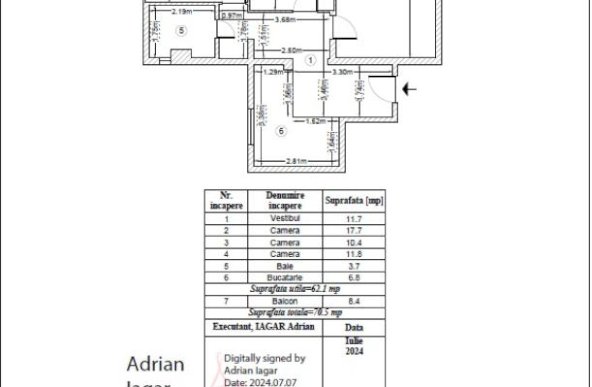 Apartament cu 3 camere