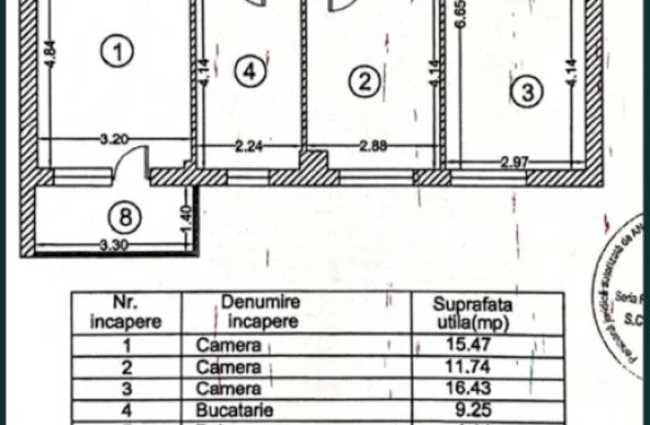 Apartament 3 camere 79mp 2 bai 2015 Titan / Pallady