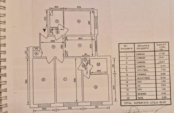 Apartament de 4 camere ( CU CENTRALA )-Parc Racheta-Comision 0%