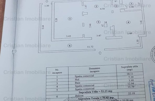  Spatiu comercial 75mp PE COLT 3 camere  zona Progresu-Vidin