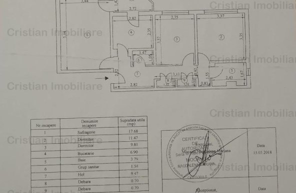 Apartament 3 camere, Buzaului, cf.1 dec, etaj intermediar, LIBER,  ID 16061