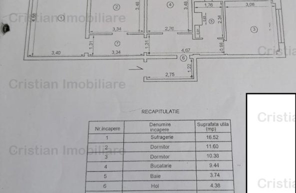  Parter cu balcon de 9 m, Ap 3 cam 75mp Radu Negru Confort 1 Decomandat  