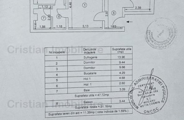 3 camere, 51 mp, izolat termic etaj 3, zona Hipodrom - Microhala