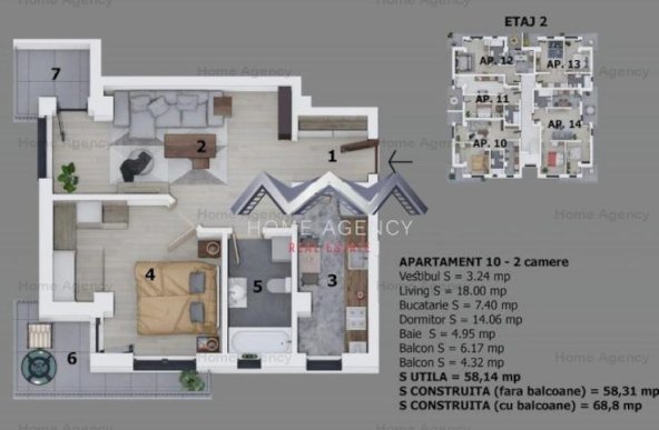 Apartament 2 camere Otopeni