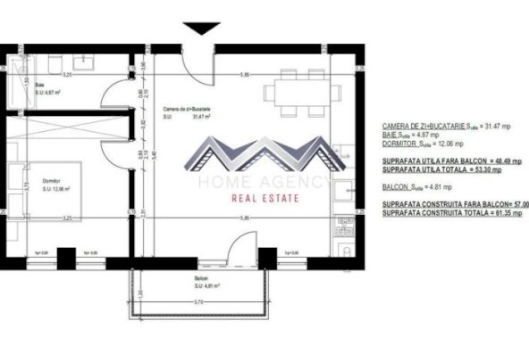 Apartament de 2 camere spațios 48 mp Otopeni