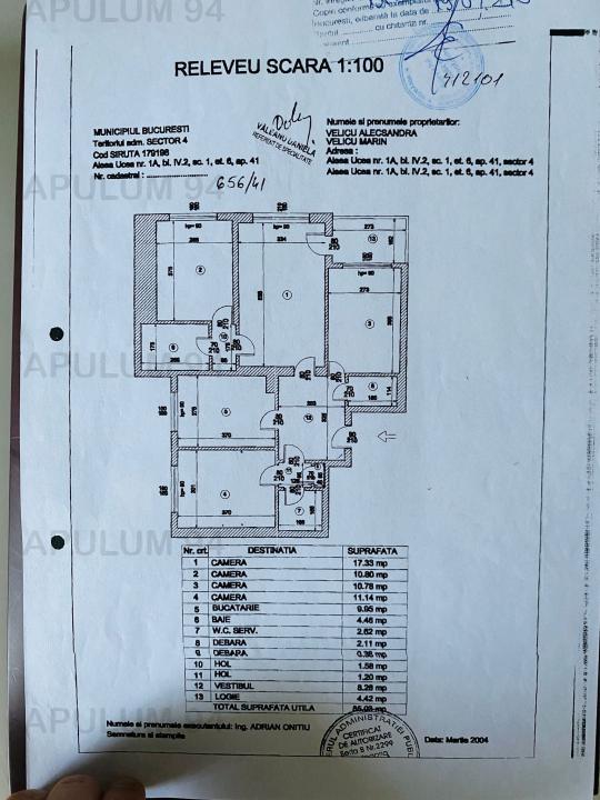 Vanzare Apartament 4 camere ,zona Berceni ,strada Aleea Ucea ,nr 1 ,125.000 €