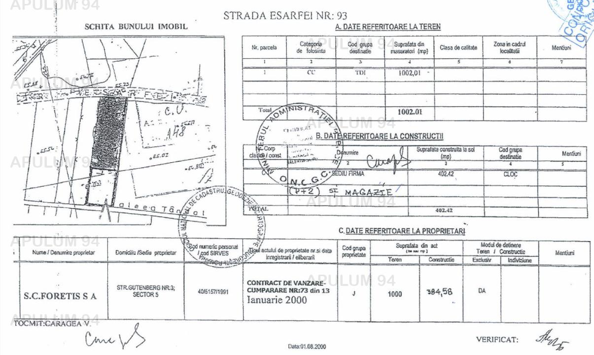 Vanzare Spatiu Birouri 10 camere ,zona Mihai Bravu ,strada Esarfei ,nr 93 ,750.000 €