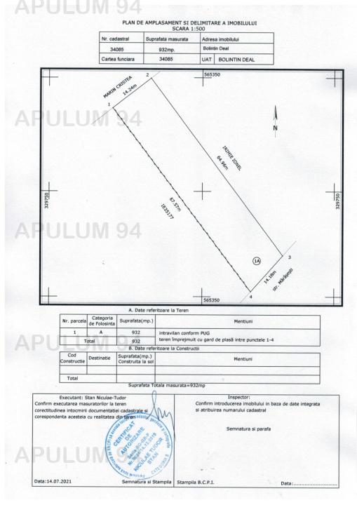 Vanzare Teren Constructii ,zona Bolintin-Deal ,strada Bucuresti-Pitesti Autostrada A1 ,nr - ,25.000 €