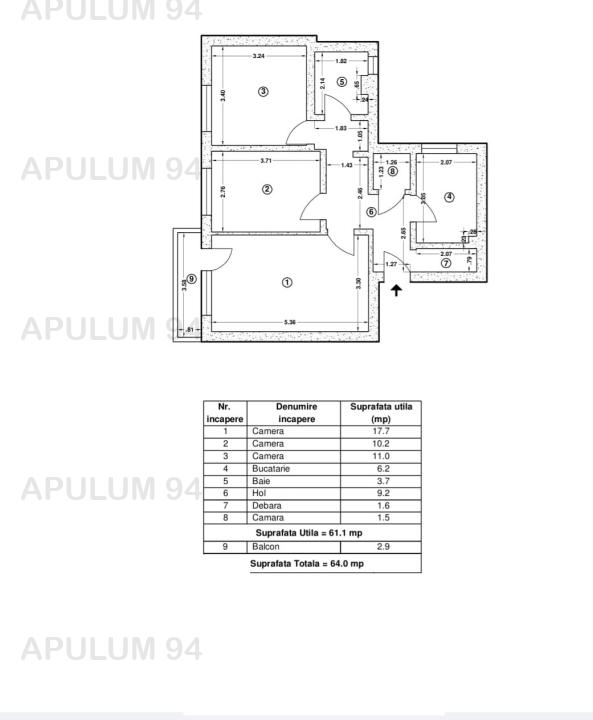 Vanzare Apartament 3 camere ,zona Tineretului ,strada Trestiana ,nr 7 ,146.500 €