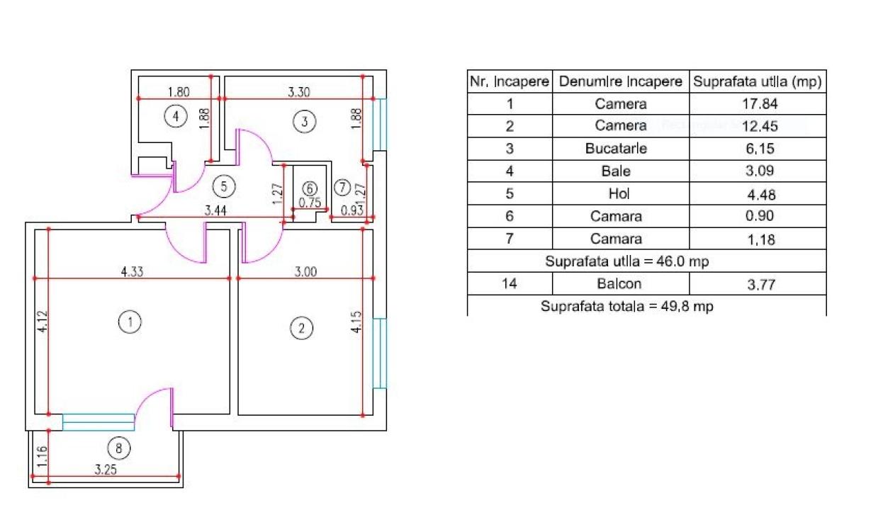 Vanzare Apartament 2 camere ,zona Titan ,strada B-dul Nicolae Grigorescu ,nr 4 ,69.000 €