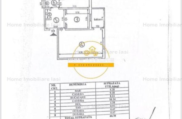 Etaj 1, bloc din 1980, 2 camere decomandat zona Dacia-Lidl