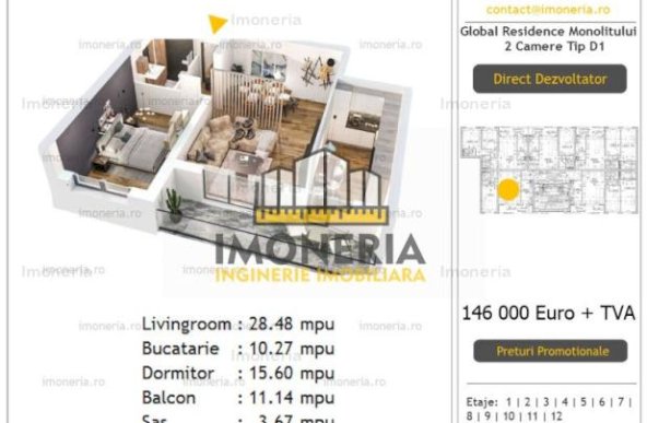 2 camere D1 | finalizat | 0% comision | metrou 2 min pe jos