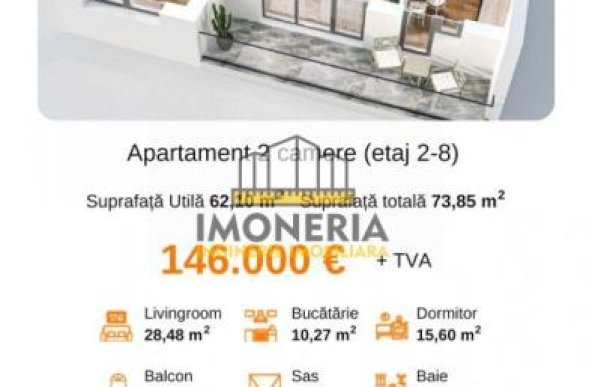  2 camere spatioase | 74 mpu | metrou Mihai Bravu la 2 minute